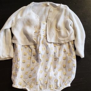 SFERA romper with sweater 3-6 M flower pattern
